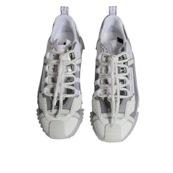 Dolce & Gabbana White Silver Low Top NS1 Sneakers Men's Shoes